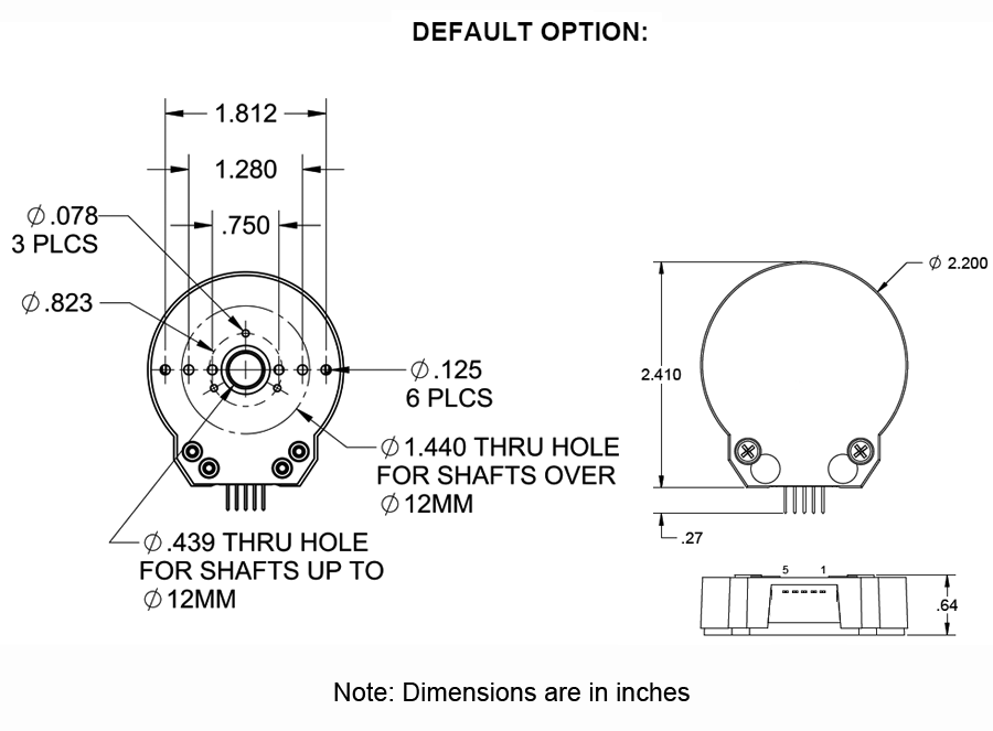 Optical Incremental Rotary - ENC-A3I Dimensions